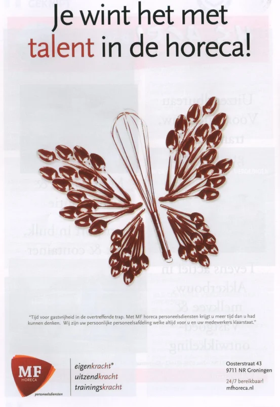 MF Horeca hospitality staffing advertisement scan from FC Groningen programme 2014