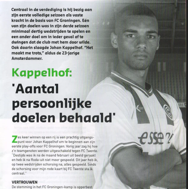 Johan Kappelhof interview portrait scan from FC Groningen programme 2014