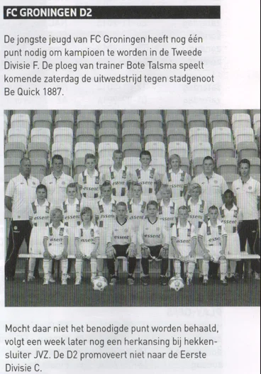 FC Groningen youth academy updates and D2 team photo scan from 2014 programme