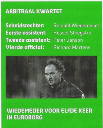 Referee Reinold Wiedemeijer profile and match officials scan from 2013 KNVB Cup programme