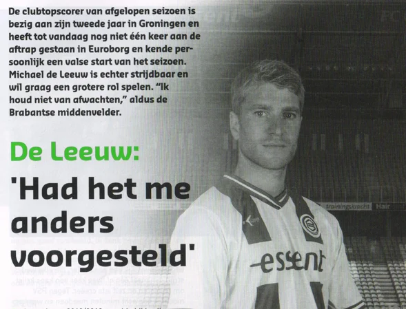 Michael de Leeuw interview portrait scan from FC Groningen KNVB Cup programme 2013