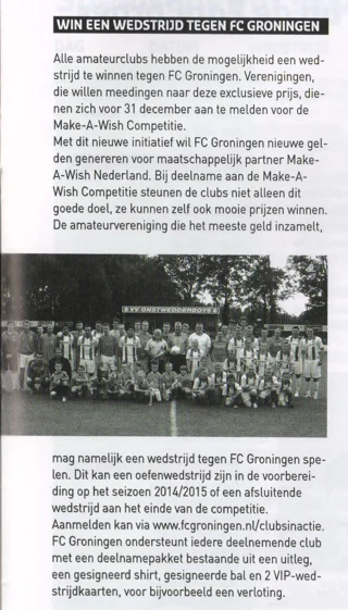 FC Groningen Make-A-Wish charity match competition announcement scan from 2013
