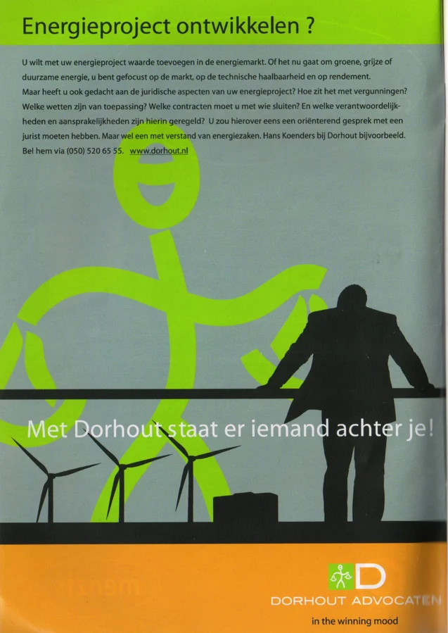 Dorhout Advocaten energy project advertisement scan from FC Groningen programme 2013