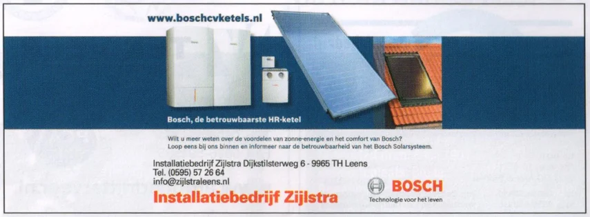 Installatiebedrijf Zijlstra Bosch solar thermal advertisement scan from FC Groningen programme 2013