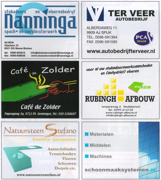 Construction and plastering advertisements scan from FC Groningen matchday programme 2013