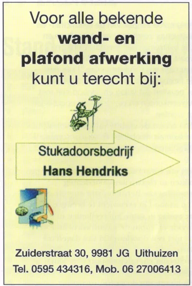 Stukadoorsbedrijf Hans Hendriks plasterer advertisement scan from FC Groningen programme 2013
