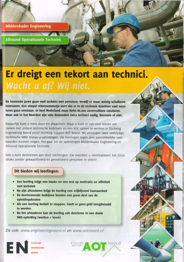 Engineering Noord technical education recruitment advertisement scan from FC Groningen programme 2013