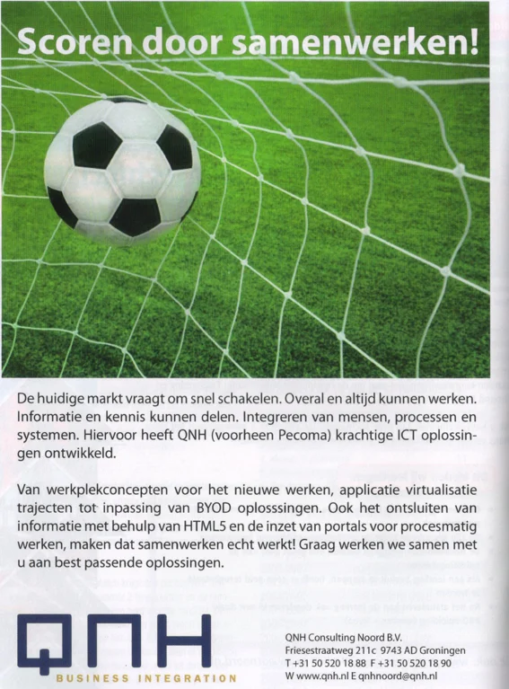 QNH IT consulting BYOD and HTML5 advertisement scan from FC Groningen programme 2013