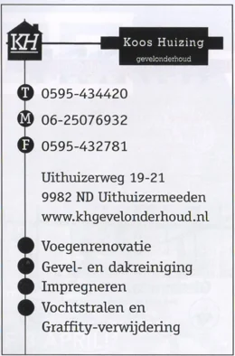 Koos Huizing facade maintenance and graffiti removal advertisement scan from FC Groningen programme 2013