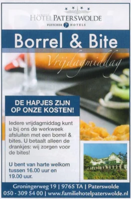 Hotel Paterswolde Friday afternoon drinks advertisement scan from FC Groningen programme 2013