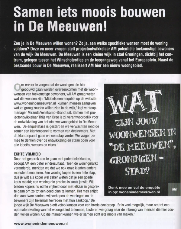 De Meeuwen urban planning advertorial scan from FC Groningen programme 2013