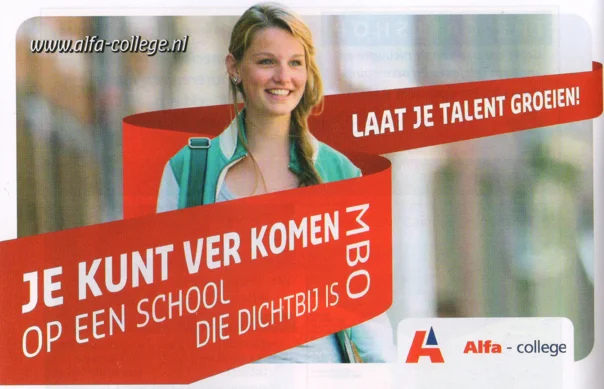 Alfa-college vocational education advertisement scan from FC Groningen programme 2013