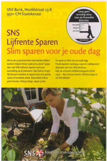 SNS Bank Stadskanaal pension savings advertisement scan from FC Groningen programme 2013