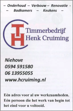 Timmerbedrijf Henk Cruiming Niehove carpentry advertisement scan from FC Groningen programme 2013