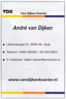 VDK Van Dijken Koerier independent logistics advertisement scan from FC Groningen programme 2013]