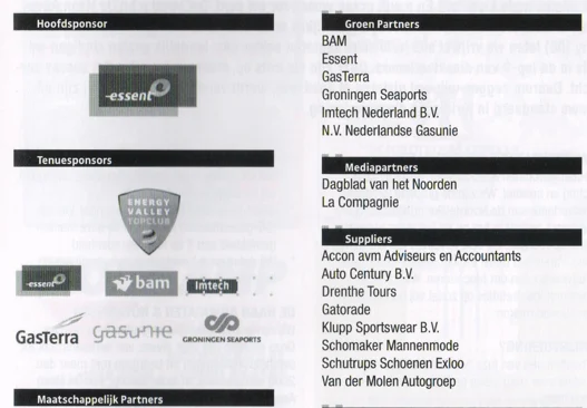 Imtech kit sponsor logo scan from FC Groningen matchday programme 2013