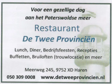 Restaurant De Twee Provinciën Paterswoldsemeer advertisement scan from FC Groningen programme 2013