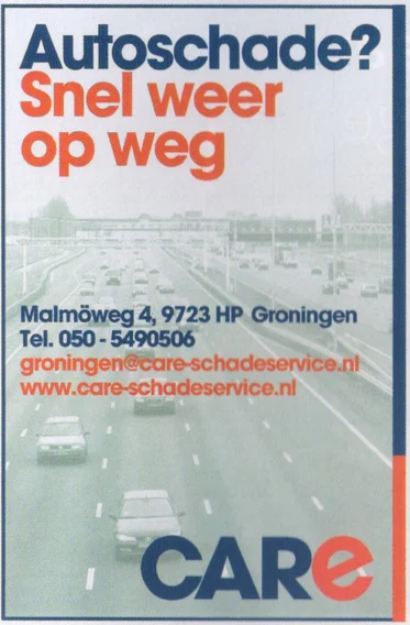 Care Autoschade collision repair rebranding advertisement scan from FC Groningen programme 2013