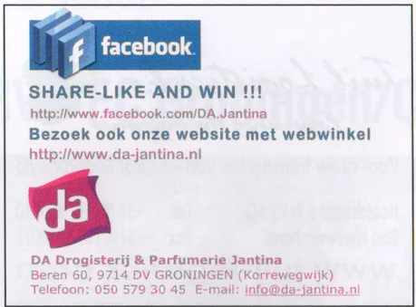 DA Drogisterij Jantina Facebook marketing advertisement scan from FC Groningen programme 2013