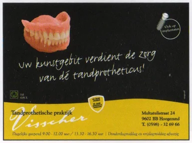 Visscher dental prosthetics advertisement scan from FC Groningen programme 2013