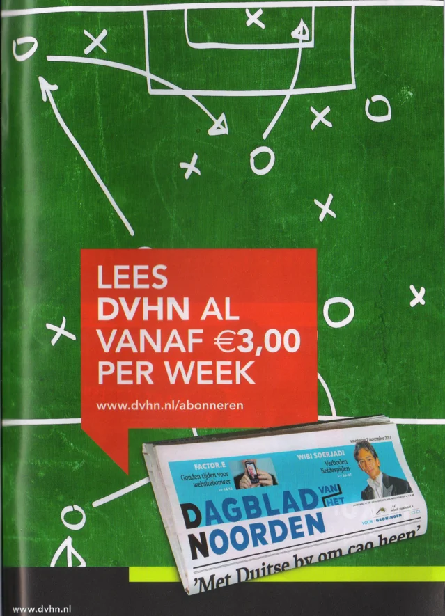 Dagblad van het Noorden newspaper subscription advertisement scan from FC Groningen programme 2013