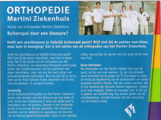 Martini Ziekenhuis orthopedics advertorial scan from FC Groningen programme 2013