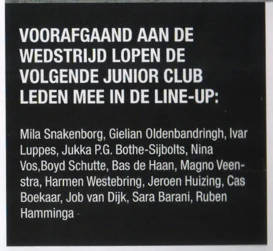 FC Groningen Junior Club line-up kids names scan from matchday programme 2013