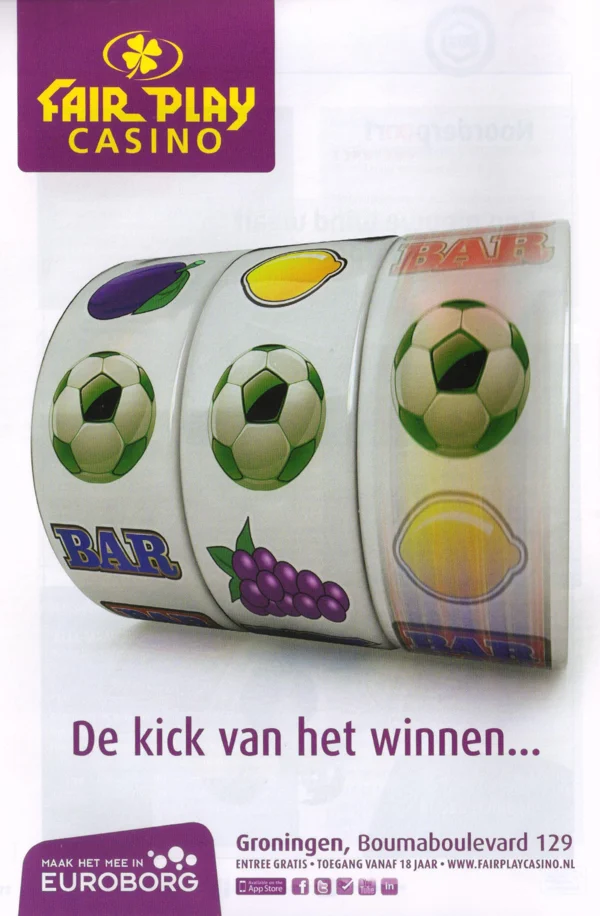 Fair Play Casino Euroborg stadium advertisement scan from FC Groningen programme 2013